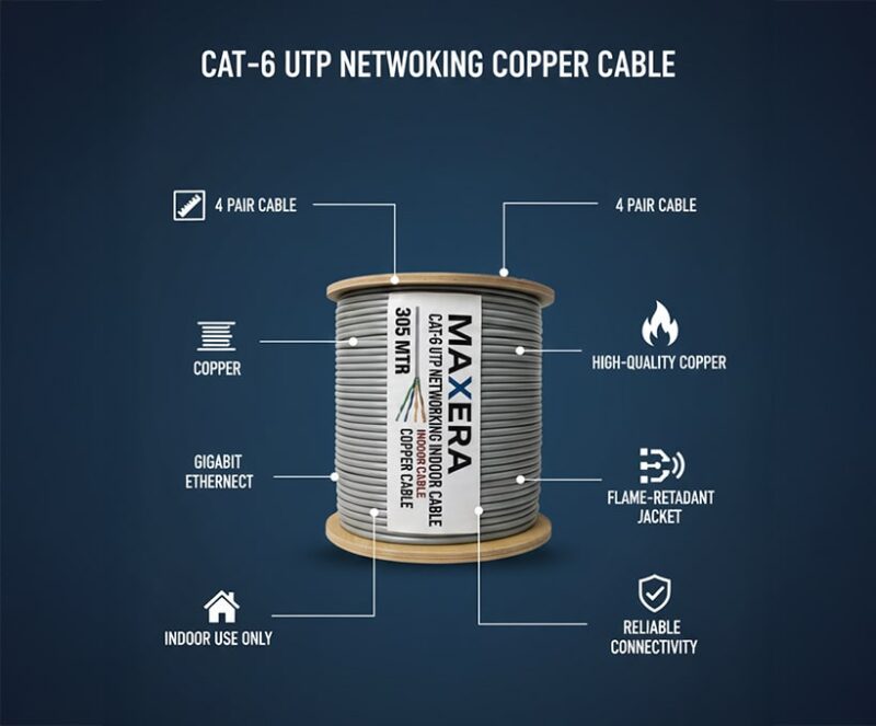 MAXERA CAT-6 UTP Indoor Copper Networking Cable (305 Meter)